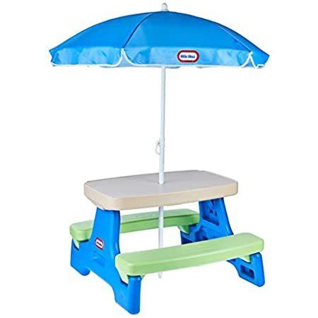 Little Tikes Easy Store Junior Picnic Table with Umbrella, Blue/Green by Li送料無料 ソファ