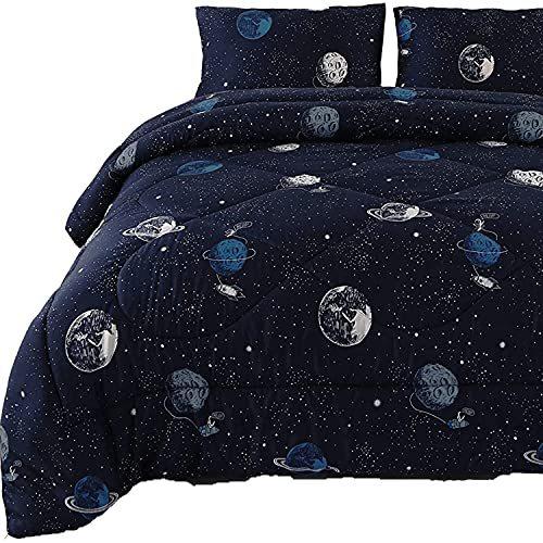 割引価格 ENJOHOS 3PCS Astrona送料無料 Star Bedding Solar Celestial Blue Set Comforter Galaxy その他アウトドアウエア