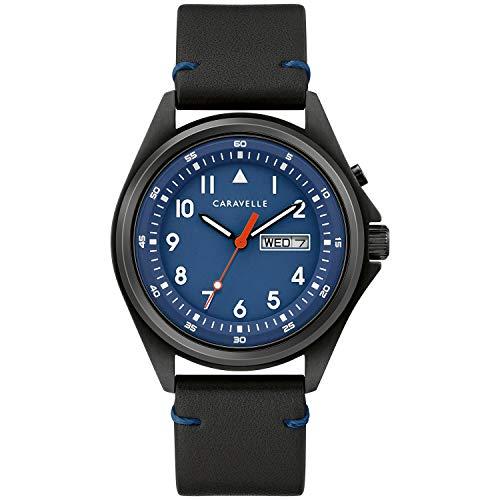 買取り実績  Caravelle (モデル:45C118)送料無料 ブラック ブラックレザーストラップライトアップ ステンレススチール メンズ トラディショナルクォーツ 腕時計