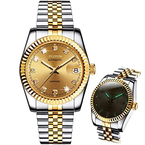 売れ筋アイテムラン Gold Watch for Men Mechanical Men's Wrist Watches Two Tone Stainless Steel 送料無料 腕時計
