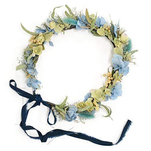 Lulus ルルズ ブルーグリーンの花かんむり ヘッドドレス プリザーブドフラワー ドライフラワー ウェディング ブライダル 花冠 ブルー