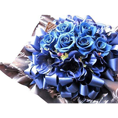 記念日 男性 青バラ 花束風 プリザーブドフラワー入りギフト ケース付き 青バラいっぱい プリザーブドフラワー プレゼント・お祝い に の