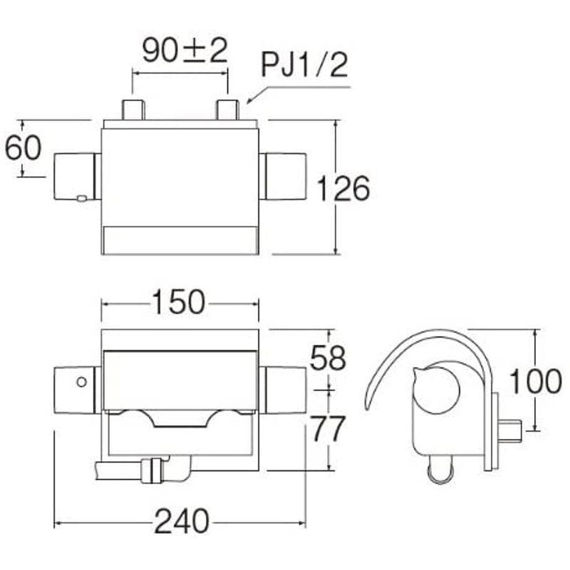 SANEI　バス用混合栓　寒冷地仕様　サーモシャワー混合栓　-2?)　SK2890K　配管取付ピッチ90?(