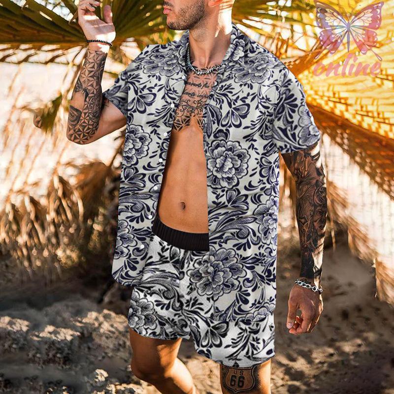 ジャージ メンズ セットアップ 上下 スウェット ハーフパンツ 花