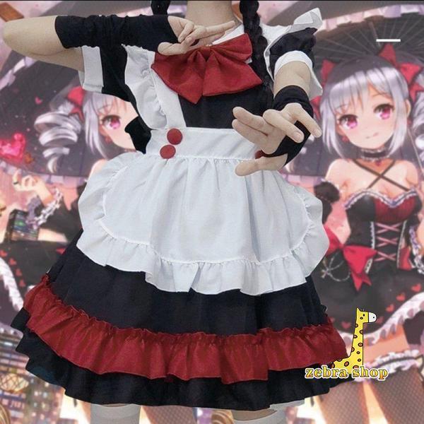 ハロウィン黒赤のメイド服暗黒系学院風ロリータ小悪魔の魔女