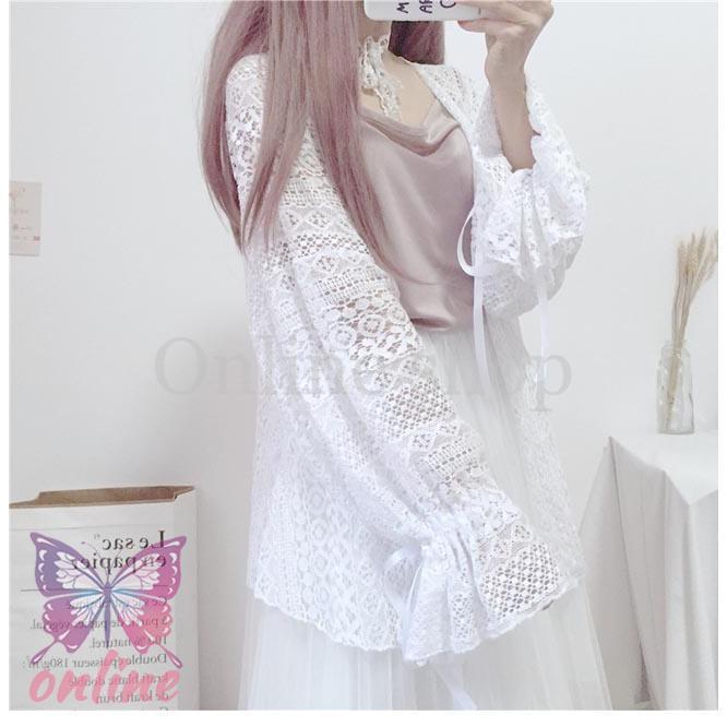 レースカーディガン レディース カーディガン 森ガール コーディ