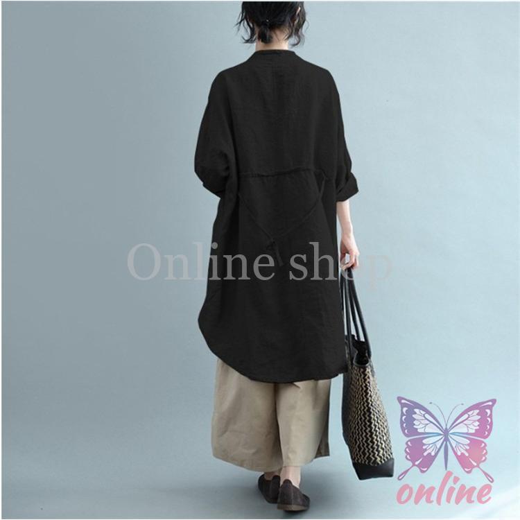 シャツ ロングシャツ チュニック 重ね着 秋 立ち襟 レディース シャツ ロングシャツ チュニック 重ね着 秋 立ち襟 レディース