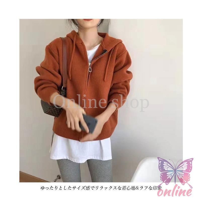 ニットパーカー レディース ニット フード付き 春 秋 パーカー ニットパーカー レディース ニット フード付き 春 秋 パーカー