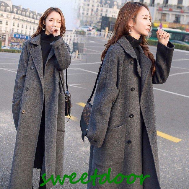 超ロングコート レディース ロングコート 冬 チェスターコート グレー