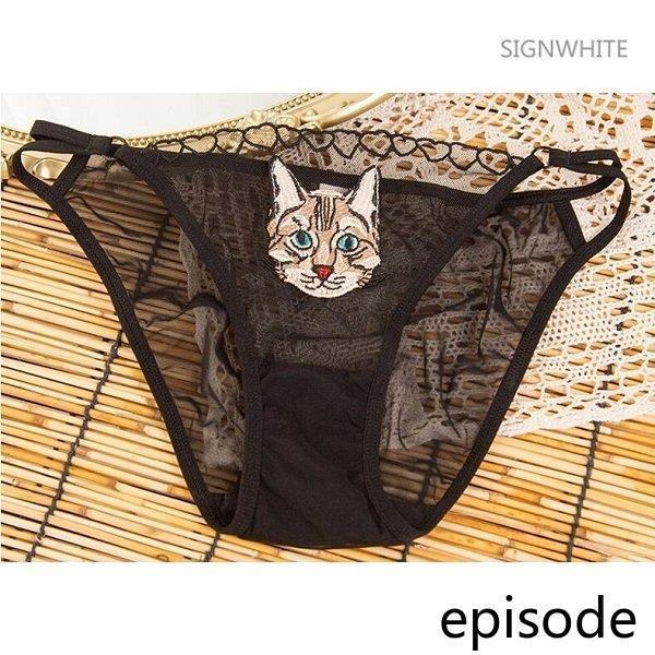 ブラショーツセット ねこ 超シースルーランジェリーセット 透け