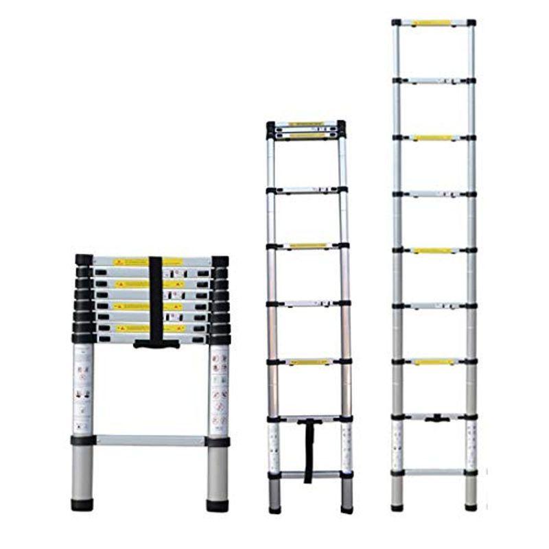 U-happy 伸縮はしご 最長2.6m 耐荷重150kg 伸縮梯子 折り畳み 軽量 多機能アルミはしご 自動ロック スライド式 アルミ 室 食器スタンド