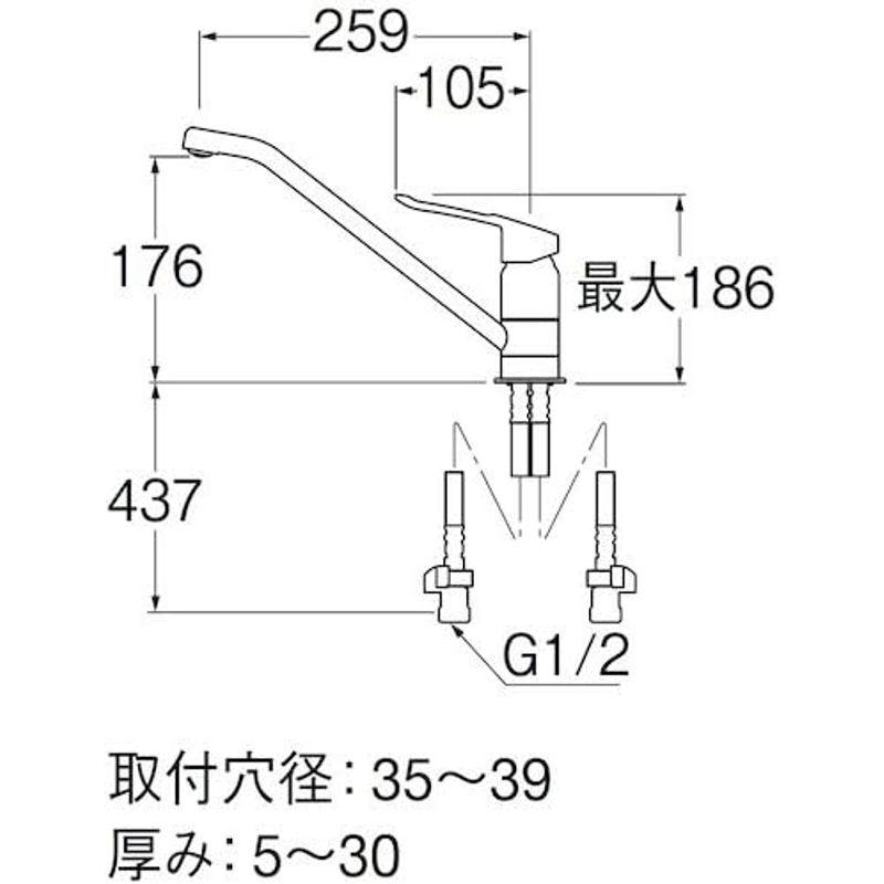 SANEI　キッチン用　シングルワンホール混合栓　エコ　節約　K87110ETJV-13