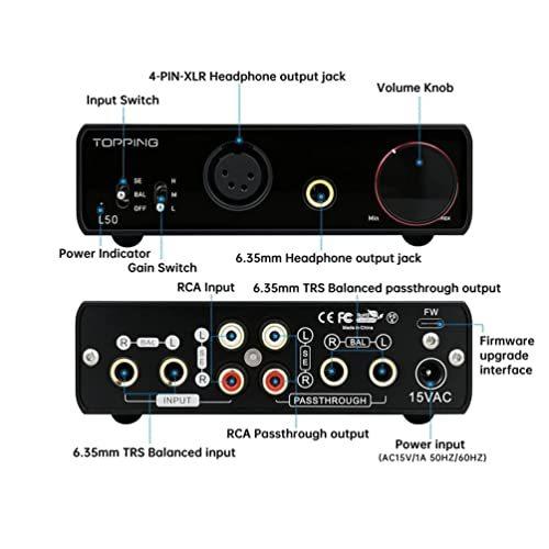 TOPPING L50 ヘッドフォン アンプ NFCA HiFi SE/BAL 入力 ホーム オーディオ アンプ デスクトップ ゲイン スイッチ 2チャ SE IN IN： BAL 32Ω wt 300Ω アンプ 1kHz TOPPING L50 ヘッドフォン NFCA 00006%@出力=780mW 00006%@出力=333mW 0001%@出力=780mW OUT 145dB 140dB 104dB 20Hz 40kHz ±0 35Vpp@G=M 37Vpp@G=H 6Vpp@G=L