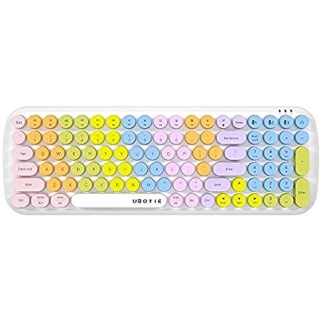 超可爱の UBOTIE Colorful Bluetooth 100Keys Keyboards, Wireless Compact Rainbow Gradu キーボード