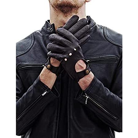 (新品) YISEVEN Men's Sheepskin Lined Leather Driving Gloves Touchscreen Classic So グローブ