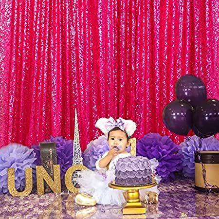 国内翌日発送 新品 スパンコール背景幕 8フィートx8フィート フクシアスパンコール 写真背景 ホットピンクスパンコール背景カーテン クリスマス装飾 シマーカーテン イベ 直販最激安 Pnlp Sn