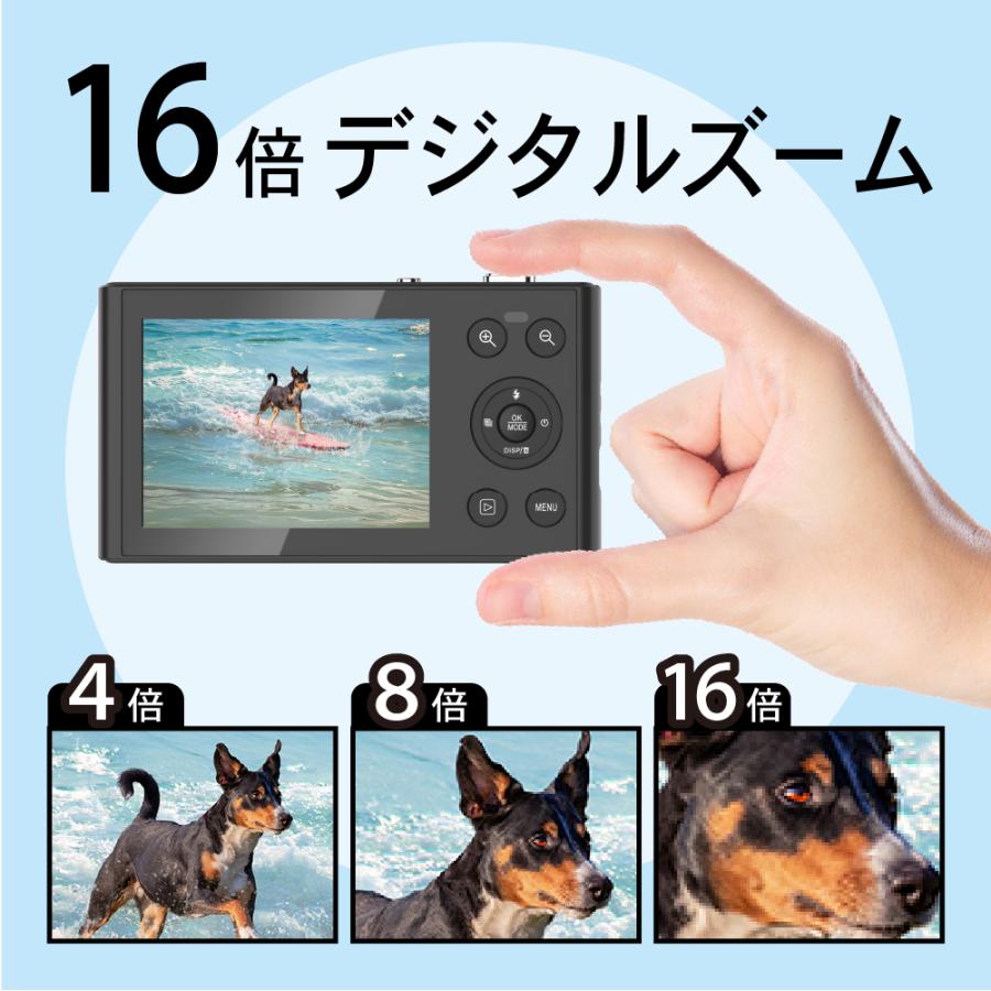 スリムデジタルカメラ 1300万画素 5K動画対応 16倍ズーム 2.8インチIPS