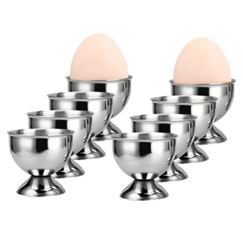 heizi エッグスタンド ゆで卵 スタンド ステンレス 8個セット シルバー エッグカップ cup egg 卵 ホルダー ファッションの 2022 新作