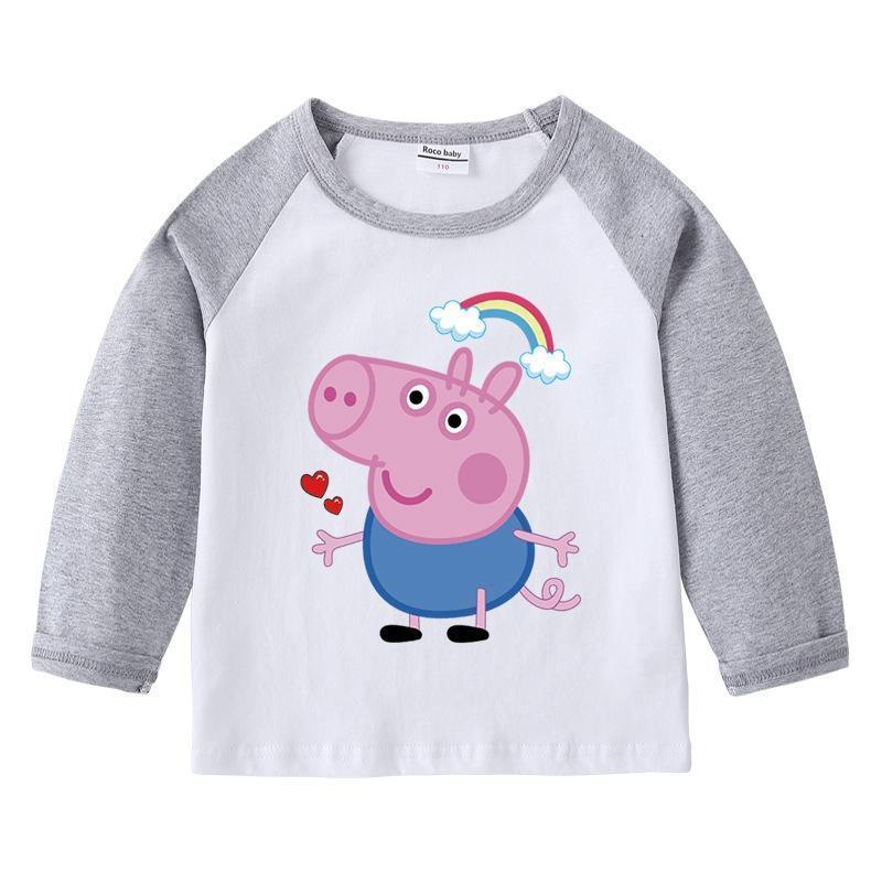 Peppa Pig ペッパピッグ 子供服 男の子 女の子 ベビー 綿100％ 長袖Tシャツ トップス　カットソー バイカラー切替え ラグランスリーブ｜onlinestorekouta｜05