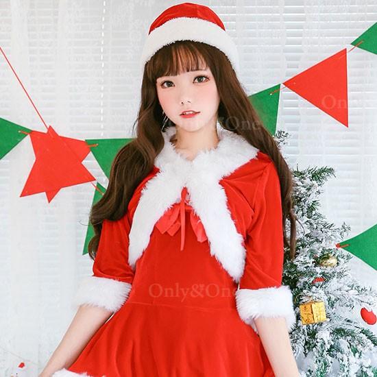 サンタ コスプレ ボレロ セクシーベアトップ 2段スカート ワンピース サンタ コスチューム セット
