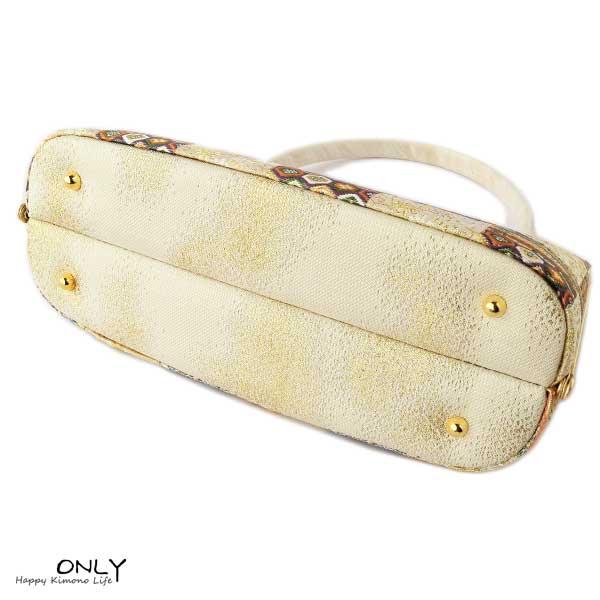 白梅 ブランド 本革 正絹 帯地使用 高級 バッグセット Lサイズ24cm 留袖 訪問着 色無地 小紋等 ONLY 6445の画像