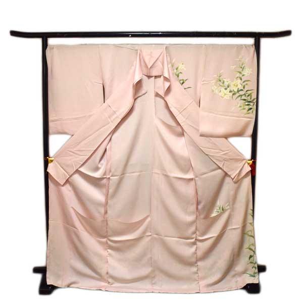 訪問着 十日町 (株)有美謹製 手描き友禅 仮絵羽 未仕立て品 ピンク