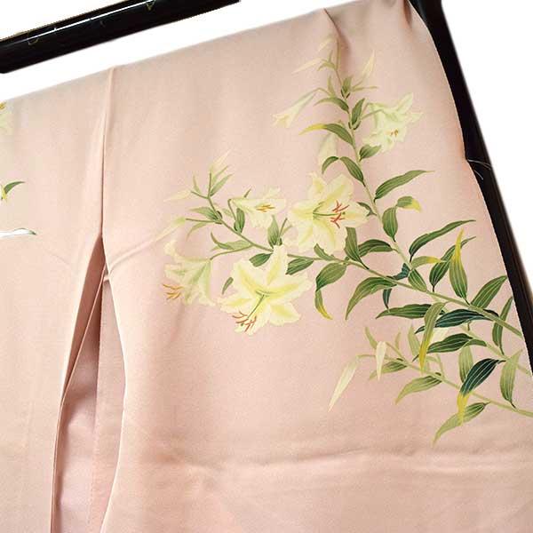 訪問着 十日町 (株)有美謹製 手描き友禅 仮絵羽 未仕立て品 ピンク