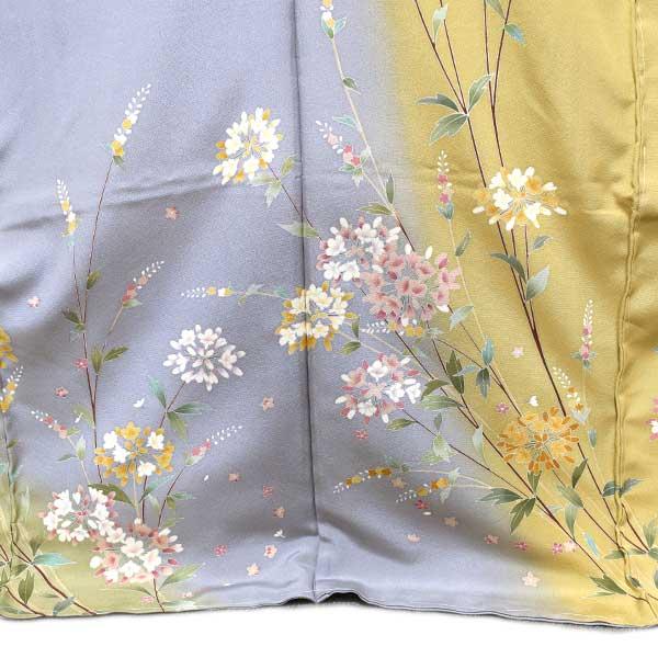 訪問着 仮絵羽 未仕立て品 正絹 ちりめん生地 京友禅 ONLY ki-045 