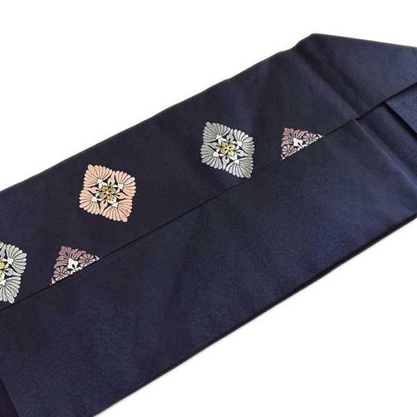 仕立て上がり品 京都西陣織 正絹 九寸 名古屋帯 お洒落 新品 未使用 鉄  