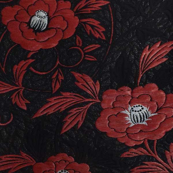 仕立て上がり 九寸 名古屋帯 西陣織 正絹 新品 黒色 花柄 ONLY