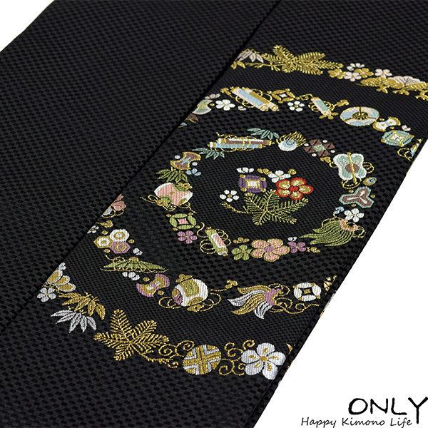 九寸 名古屋帯 仕立上り 京都西陣織 正絹 お洒落 宝尽くし 新作 新品 