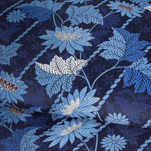仕立て上り品 九寸 名古屋帯 弥栄織物 正絹 綿芯入り 新作新品 紺系 ONLY na-y-020の画像