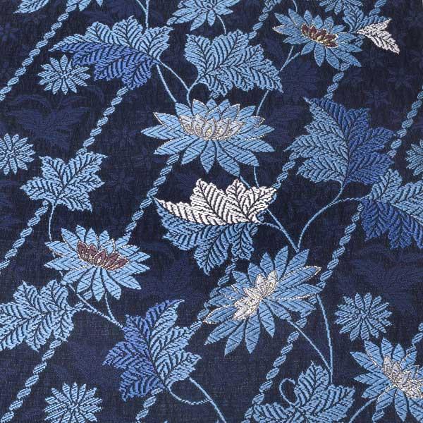 仕立て上り品 九寸 名古屋帯 弥栄織物 正絹 綿芯入り 新作新品 紺系 ONLY na-y-020の画像