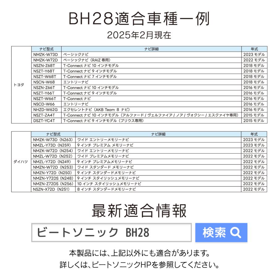 BeatーSonic（ビートソニック） 電源取出しケーブル BH28 トヨタ/ダイハツ純正ナビ専用 ビートソニック公式 : ビートソニック公式 ...