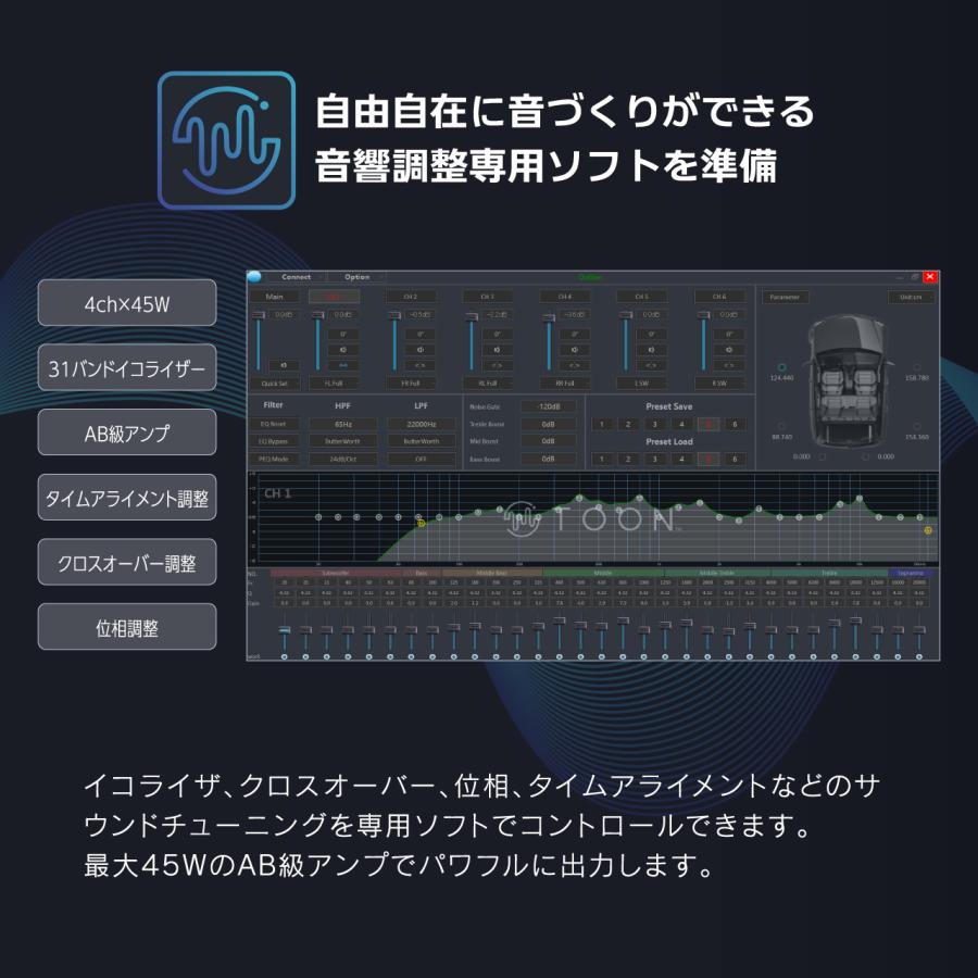 純正オーディオ良音キット DSP-T313 トヨタ ヤリスクロス DSP機能付きアンプ TOON X ビートソニック公式 | BeatーSonic | 04