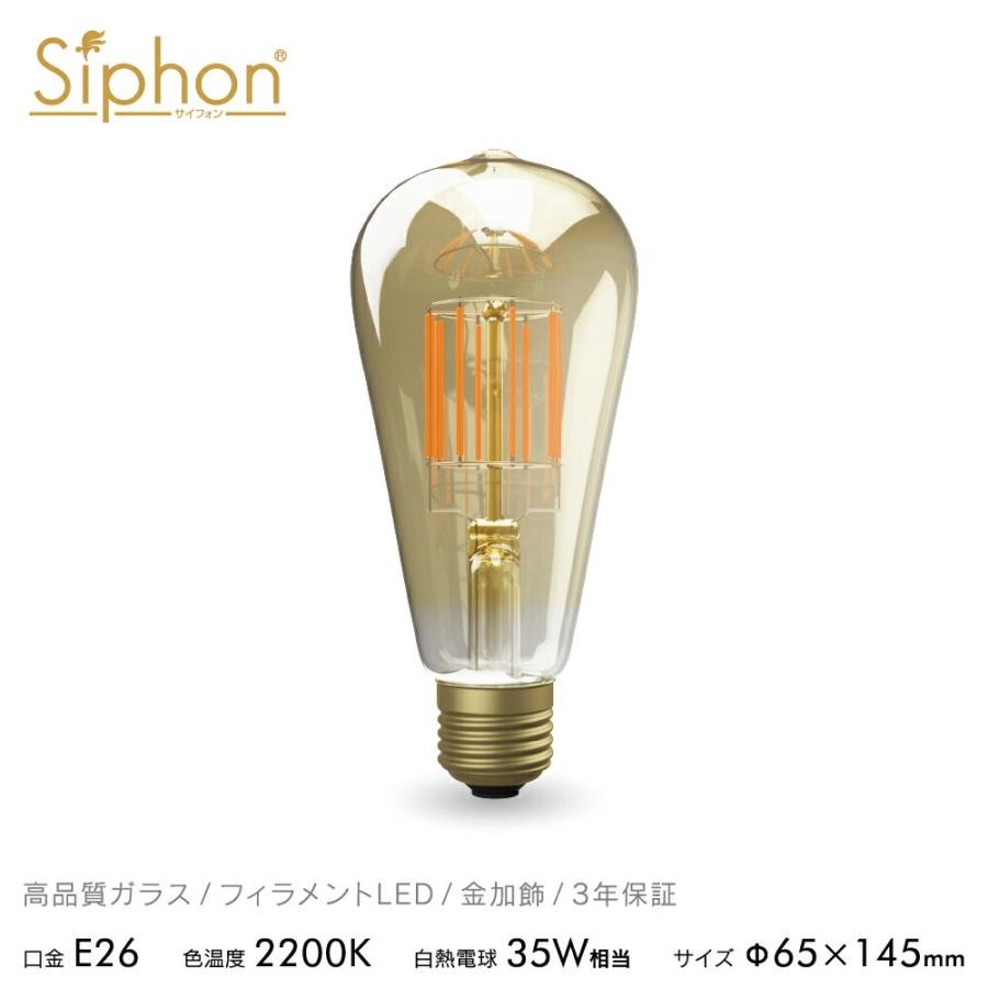 Siphon 3年保証 フィラメントLED電球「Siphon」エジソン LDF30D E26
