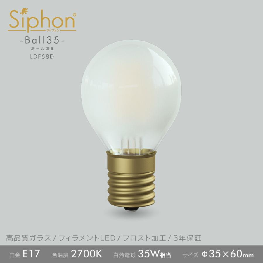 Siphon 3年保証 フィラメントLED電球「Siphon」フロスト ボール35