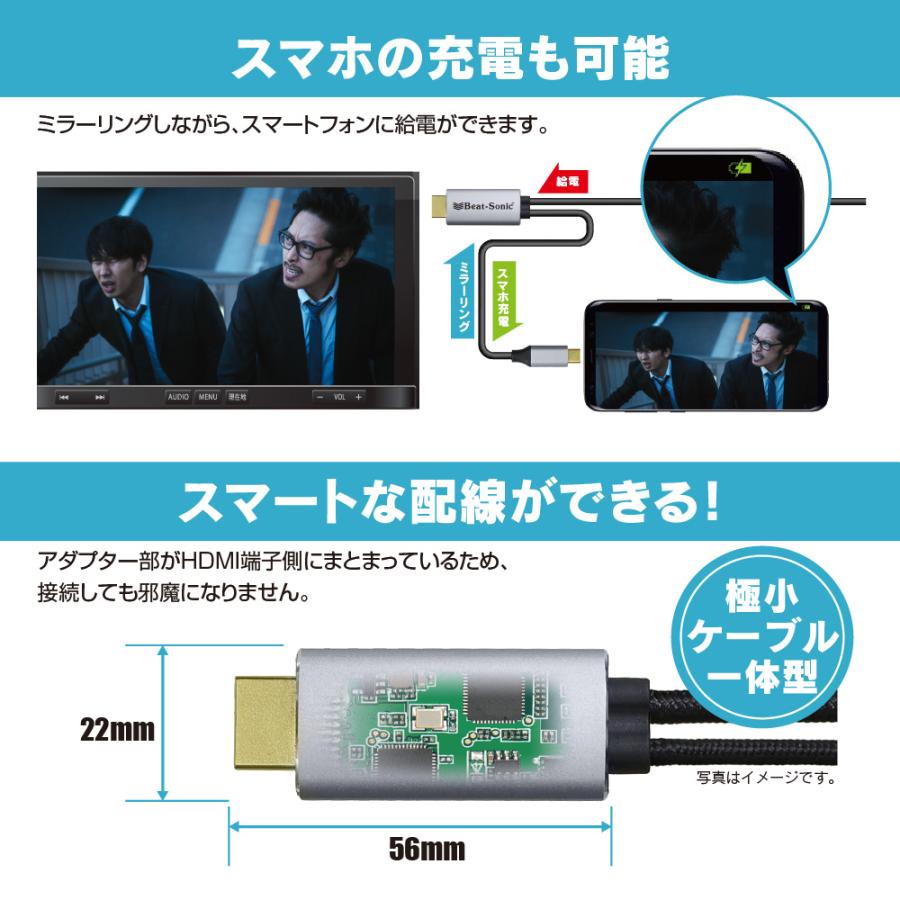 ミラーリングアダプター MA01A  Type-Cコネクターを搭載したスマホ画面をナビ等に映すミラーリング用アダプター 1.8mのロングケーブル ビートソニック公式 | BeatーSonic | 04