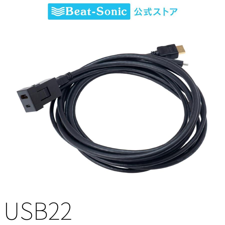 USB/HDMI延長ケーブル  USB22 : トヨタ/ダイハツ専用 USB(C to C) HDMI(A to A) 2m スペアスイッチホールがUSB/HDMI入力端子に変身【ビートソニック公式】 | 