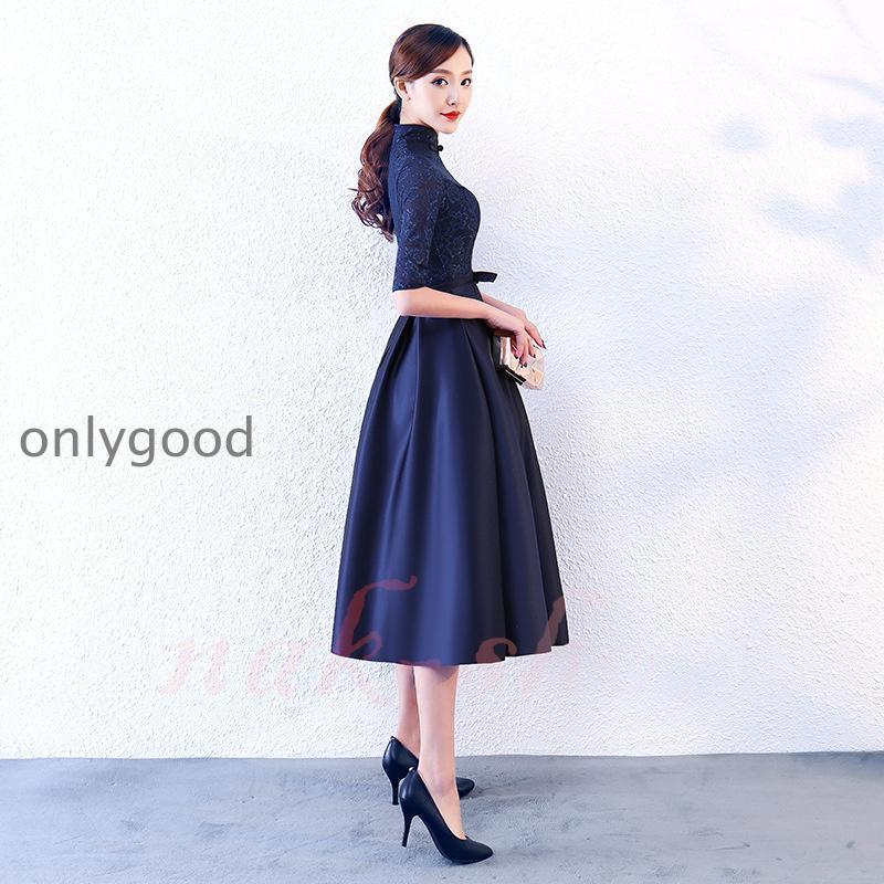 パーティードレス 結婚式 服装 ドレス ワンピース 20代 10代 30代 nakドレス 50代 女性 冬 赤 お呼ばれ 母親 親族 袖あり　ワンピース | ブランド登録なし | 03