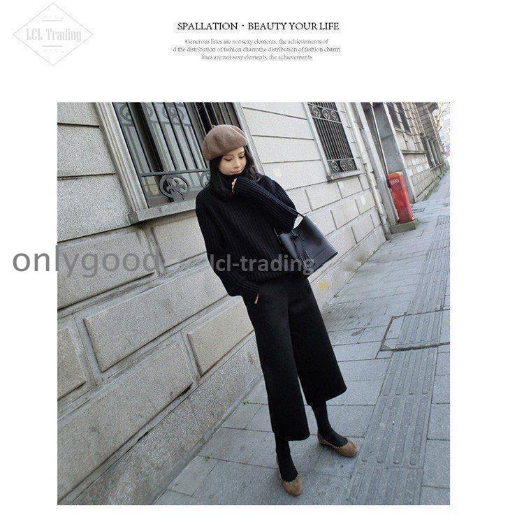 ワイドパンツ レディース 秋冬 パンツ 七分丈 ストレート ハイウエスト