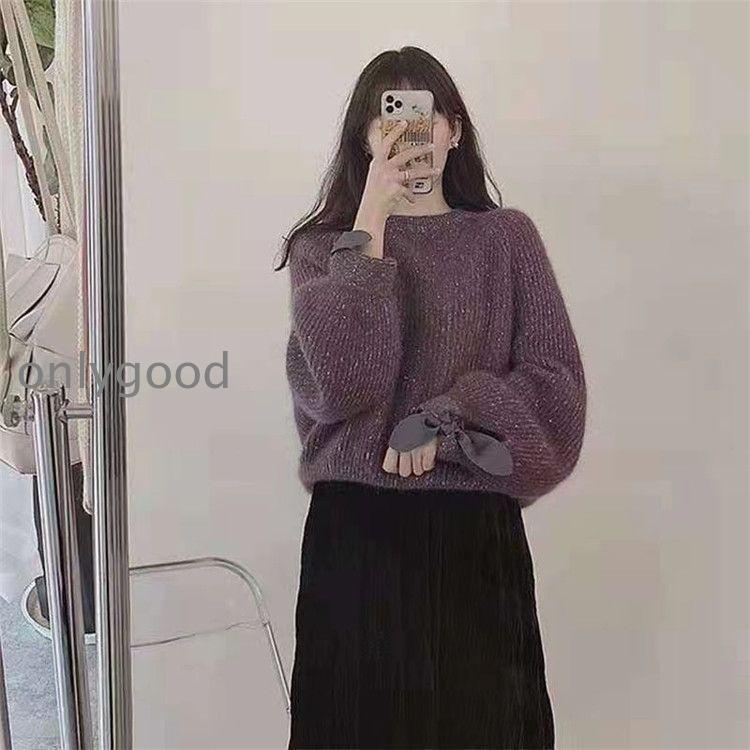 リボン付き袖 ゆったり ニット レディース トップス ボリューム袖