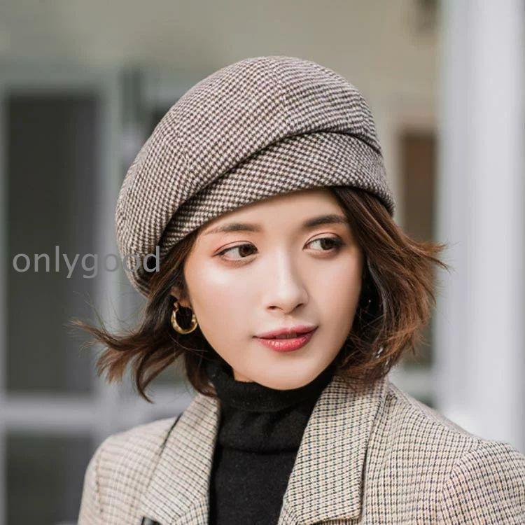 千鳥格子 レディース ベレー帽 チェック柄 千鳥柄 帽子 ハット