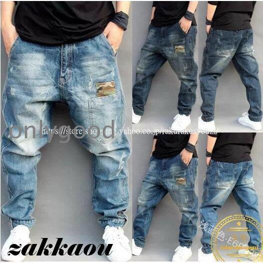 デニムパンツ メンズ ジーンズ ロング丈 ゆったり サルエルパンツ