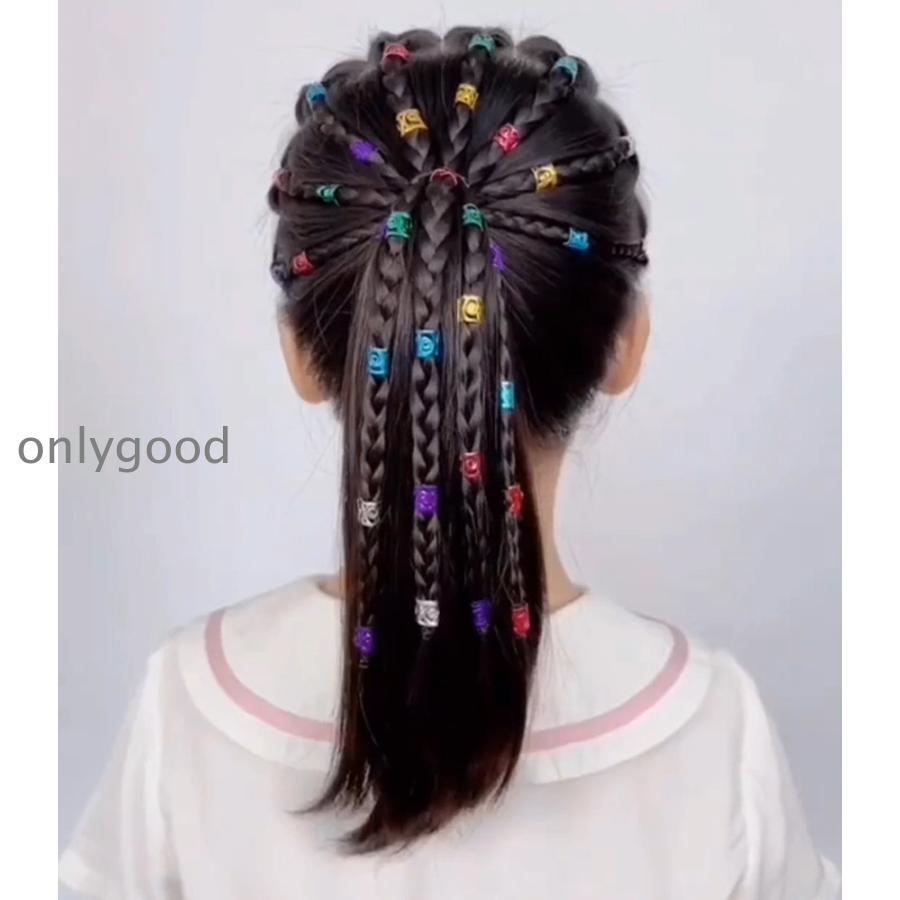 ヘアリング ブレイズビーズ 100個セット キッズ 子供 ヘアアクセサリー