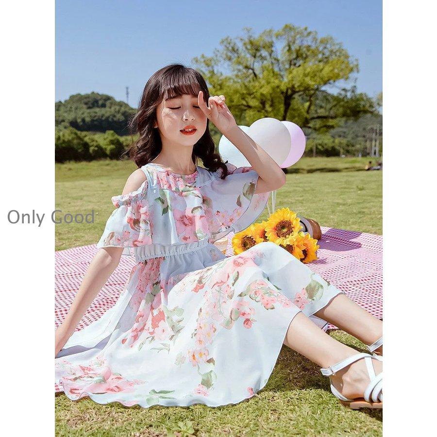 子供服 ワンピース 韓国子供服 キッズ 女の子 半袖ワンピース 花柄 