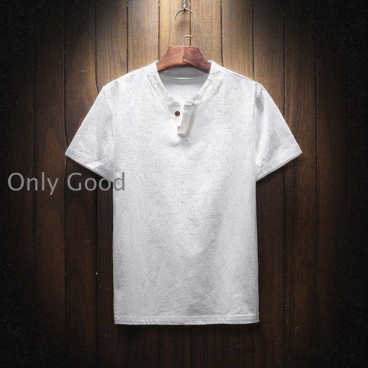 リネンTシャツ メンズ 半袖Tシャツ Tシャツ 半袖 綿麻Tシャツ 無地 夏