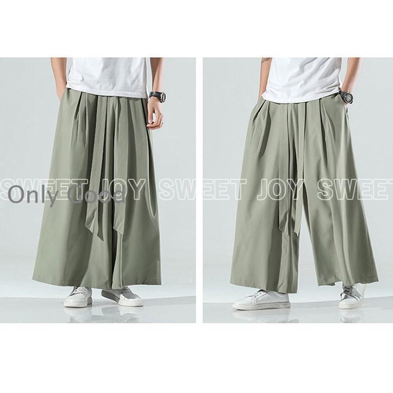 ワイドパンツ 袴パンツ メンズ サルエルパンツ 夏 パンツ ガチョウ