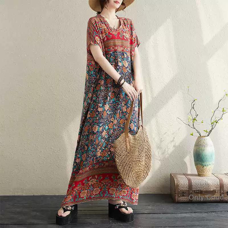 マキシワンピースレディース 夏 50代 リゾートワンピース ゆったり