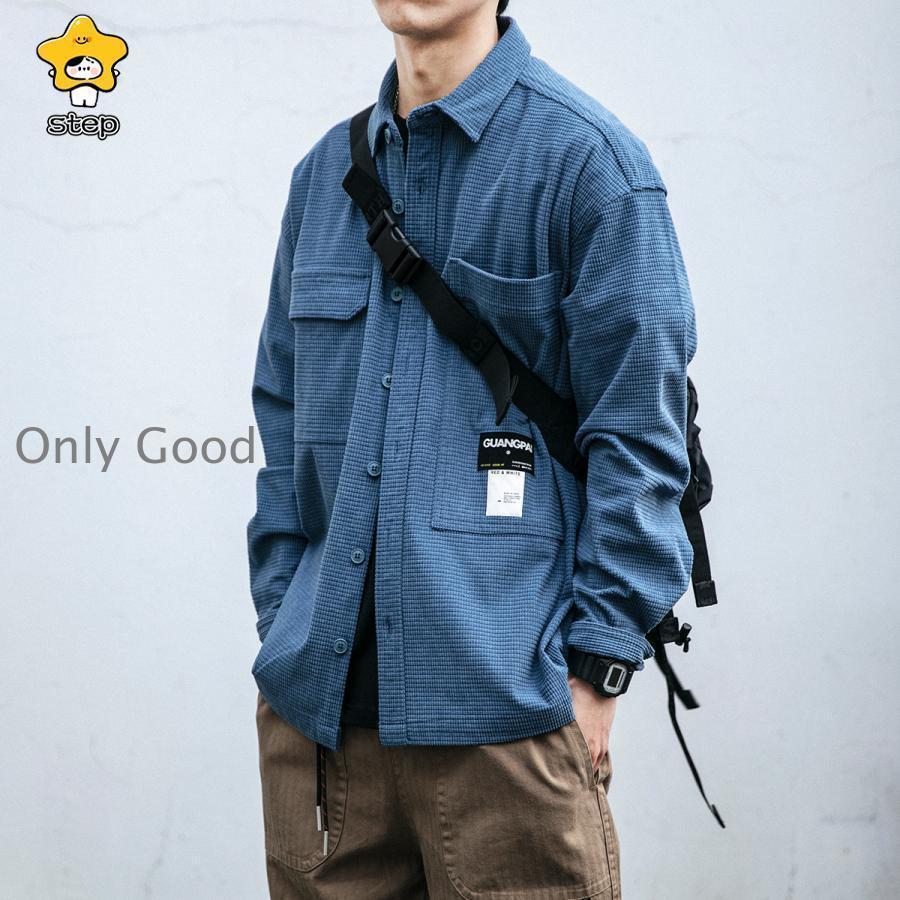 シャツ メンズ 長袖 ワークシャツ シャツジャケット ポケット付き